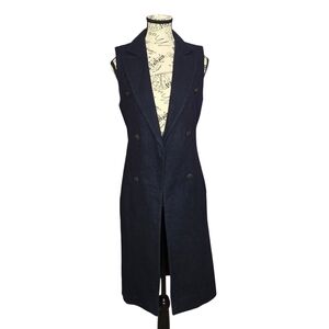 Rag & Bone Navy Wool Blend Sleeveless Vest Coat Celeb Style 4